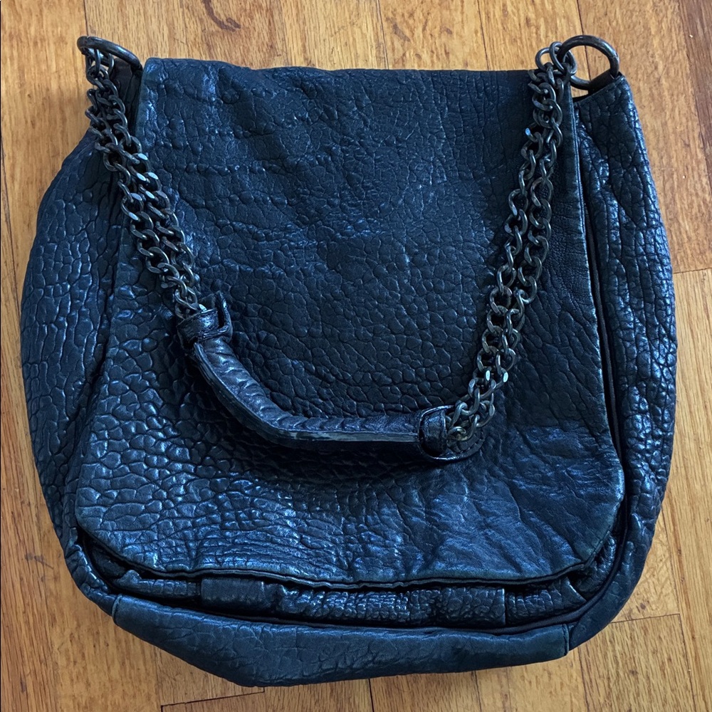All Saints Pebbled Leather Bag with Chain Strap